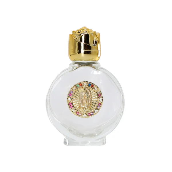 Love Colored Crystals Mary 15 ml Round Holy Water Bottle with Golden Mouth