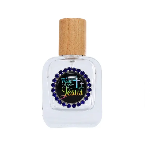 Blue Diamond Round “Thank You Jesus” 30ml Handmade Spray Bottle Glass Holy Water Bottle