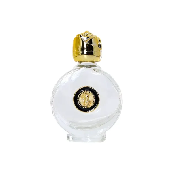 Round Black with Gold Jesus 15ml Glass Oval Holy Water Bottle with Gold Mouth