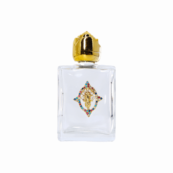 Colored Gemstone Square Bishop's Figure 15 ml Glass Golden Mouth Square Holy Water Bottle