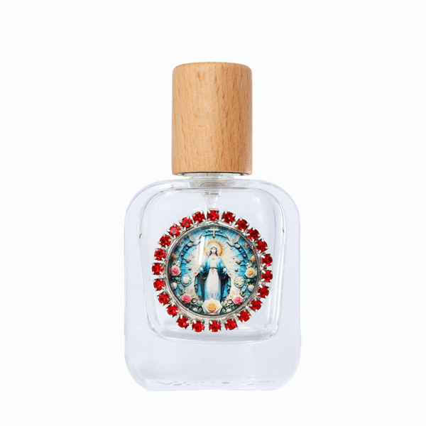Red Crystallized Virgin Mary Dove 30ml Glass Handmade Spout Holy Water Bottle